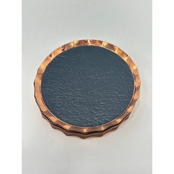 Vintage Set of Coasters Coppercraft Copper with Black Leather Set 11 Total - Picture 10 of 10